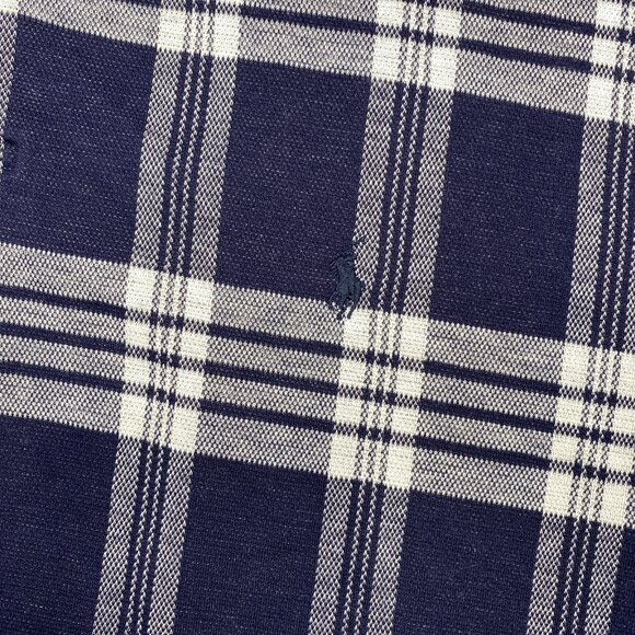 Vintage Polo Ralph Lauren Polo Shirt Mens XXL Navy White Windowpane Check Rare - Picture 4 of 12